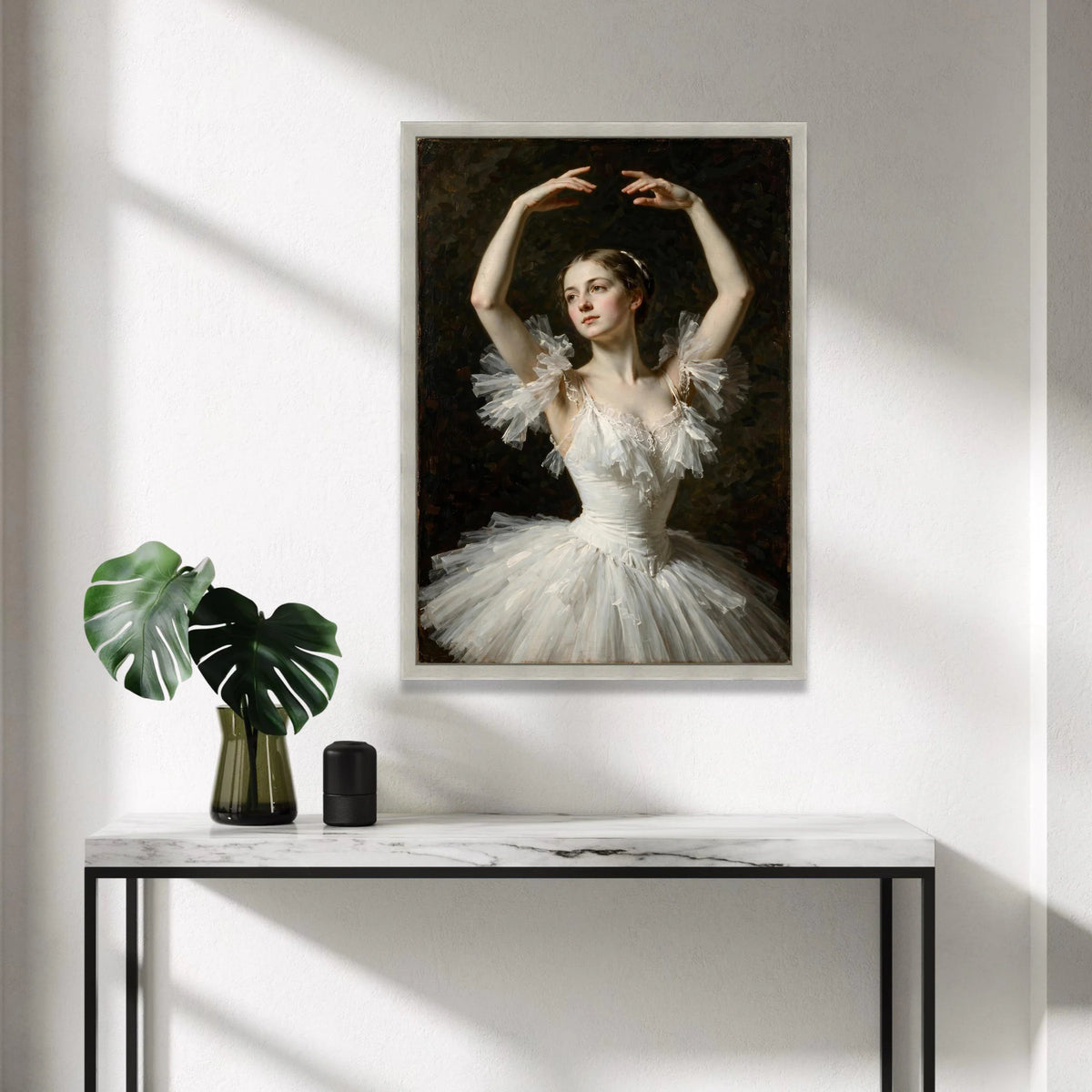 Elegant Ballet Dancer Portrait Canvas, Classic Ballet Costume Wall Art, Fine Art Canvas Print, Graceful Dance Pose Canvas Print Art