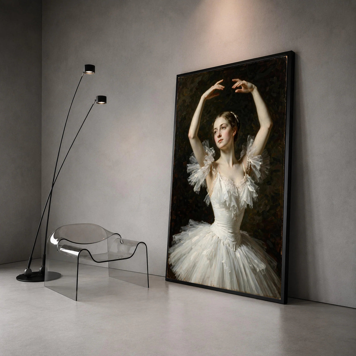 Elegant Ballet Dancer Portrait Canvas, Classic Ballet Costume Wall Art, Fine Art Canvas Print, Graceful Dance Pose Canvas Print Art
