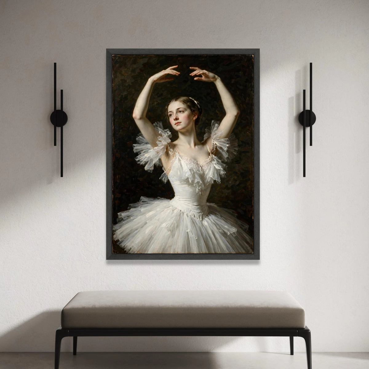 Elegant Ballet Dancer Portrait Canvas, Classic Ballet Costume Wall Art, Fine Art Canvas Print, Graceful Dance Pose Canvas Print Art