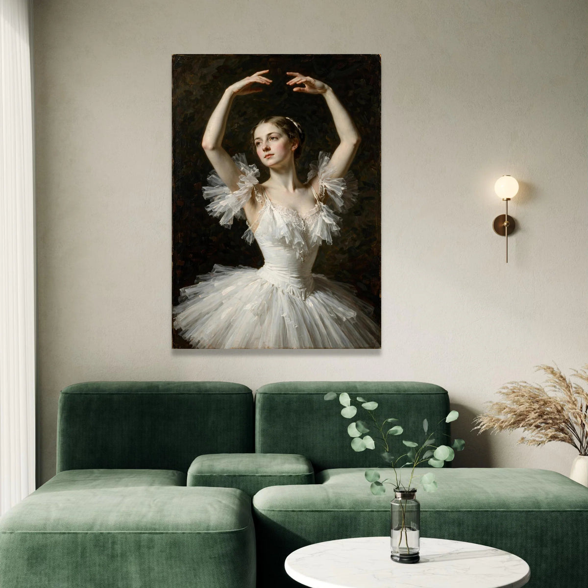 Elegant Ballet Dancer Portrait Canvas, Classic Ballet Costume Wall Art, Fine Art Canvas Print, Graceful Dance Pose Canvas Print Art