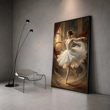 Elegant Ballerina Dance Pose Canvas, White Tutu Ballet Wall Art, Graceful Ballet Dancer Home Decor, Classic Dance Canvas Canvas Print Art