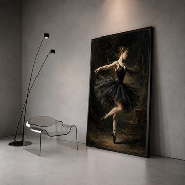 Elegant Ballerina Dance Pose Canvas, Black Tutu Ballet Wall Art, Graceful Dancer Home Decoration, Classic Ballet Canvas Canvas Print Art