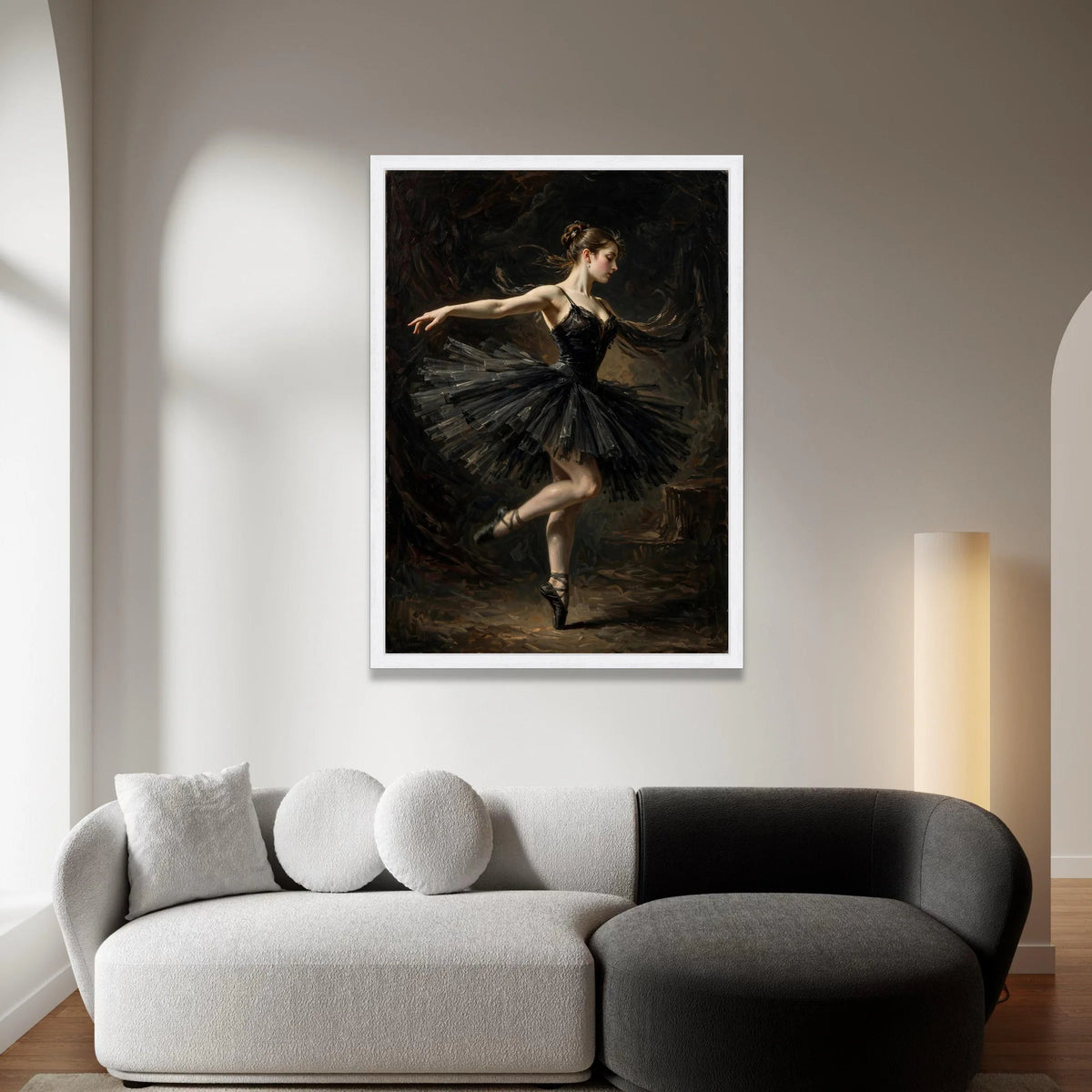 Elegant Ballerina Dance Pose Canvas, Black Tutu Ballet Wall Art, Graceful Dancer Home Decoration, Classic Ballet Canvas Canvas Print Art