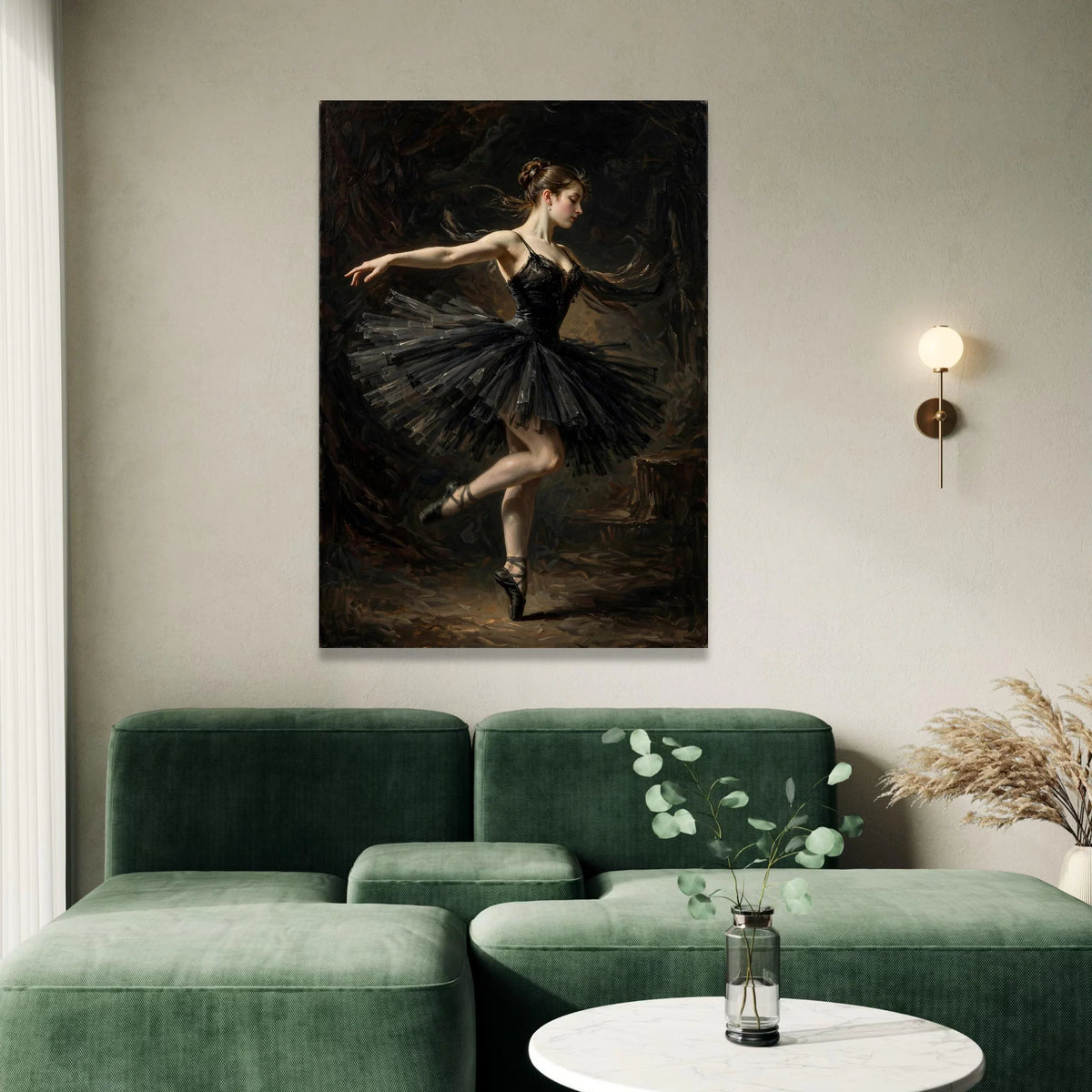 Elegant Ballerina Dance Pose Canvas, Black Tutu Ballet Wall Art, Graceful Dancer Home Decoration, Classic Ballet Canvas Canvas Print Art