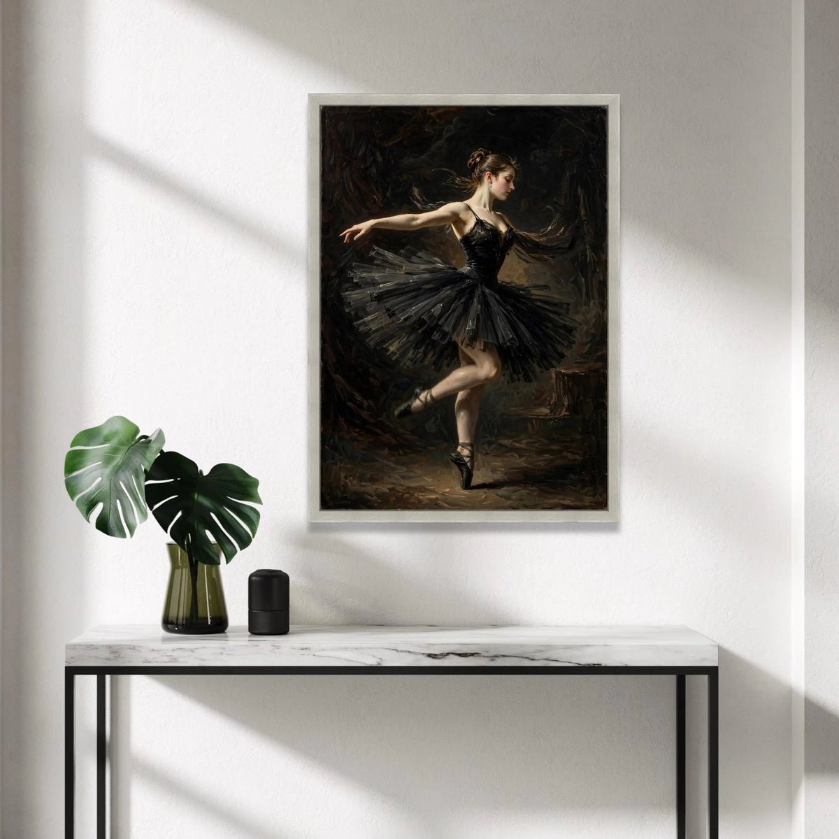 Elegant Ballerina Dance Pose Canvas, Black Tutu Ballet Wall Art, Graceful Dancer Home Decoration, Classic Ballet Canvas Canvas Print Art