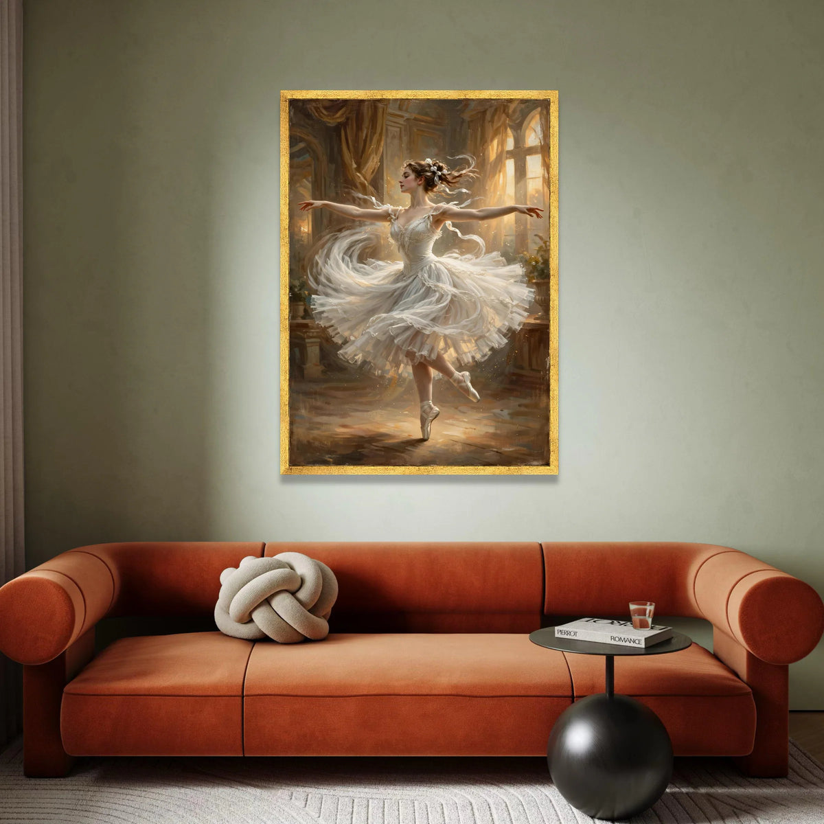 Elegant Ballerina Dancing Canvas, Graceful Ballet Art, White Tutu Wall Decor, Classic Dance Canvas, Soft Lighting Ballet Canvas Print Art