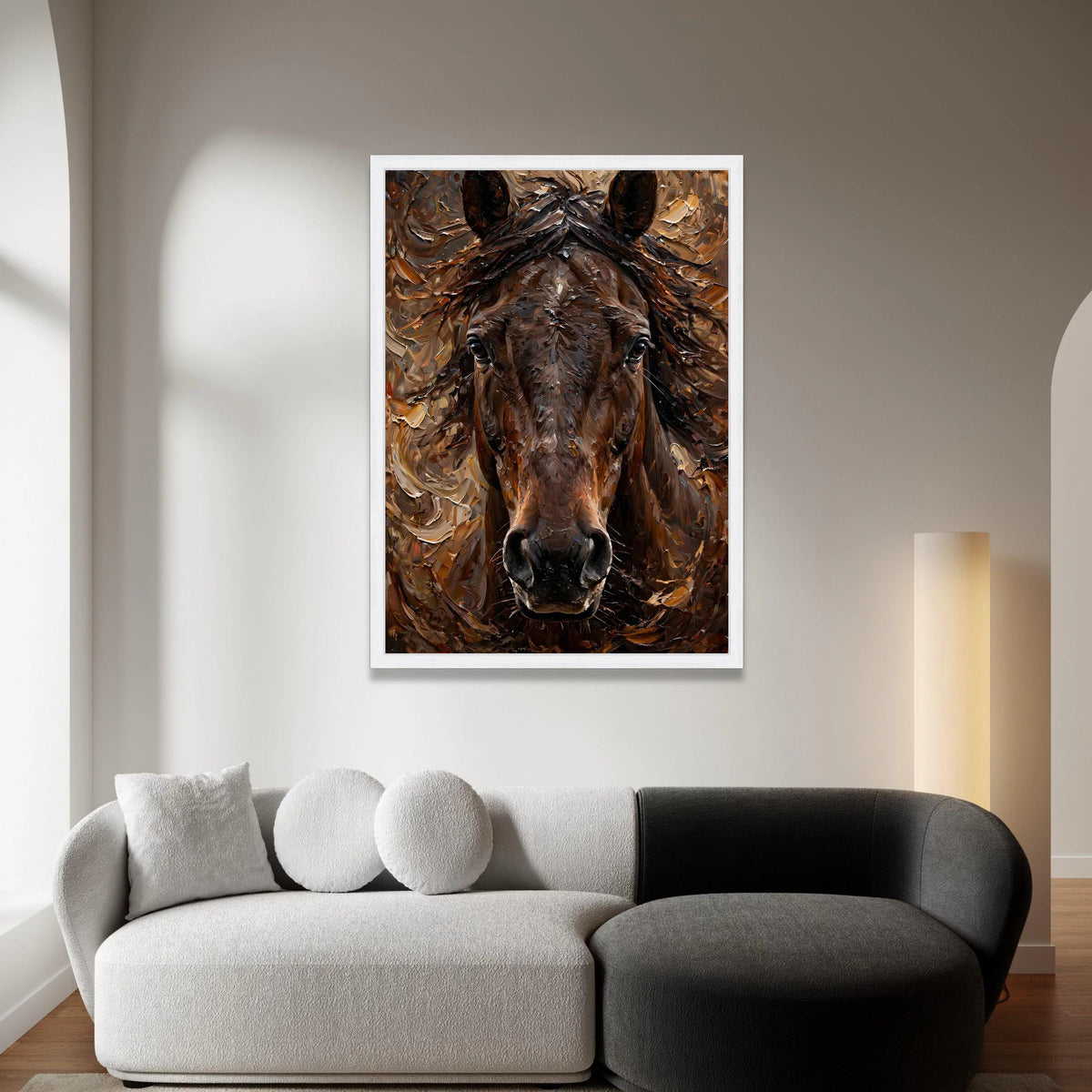 Majestic Horse Portrait Canvas Wall Art, Brown Equine Face Painting, Rustic Animal Decor, Nature Wildlife Canvas, Ready to Canvas Print Art
