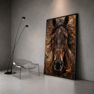 Majestic Horse Portrait Canvas Wall Art, Brown Equine Face Painting, Rustic Animal Decor, Nature Wildlife Canvas, Ready to Canvas Print Art