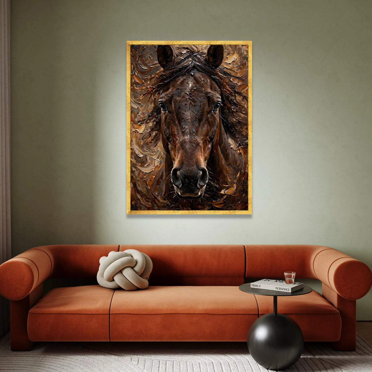 Majestic Horse Portrait Canvas Wall Art, Brown Equine Face Painting, Rustic Animal Decor, Nature Wildlife Canvas, Ready to Canvas Print Art