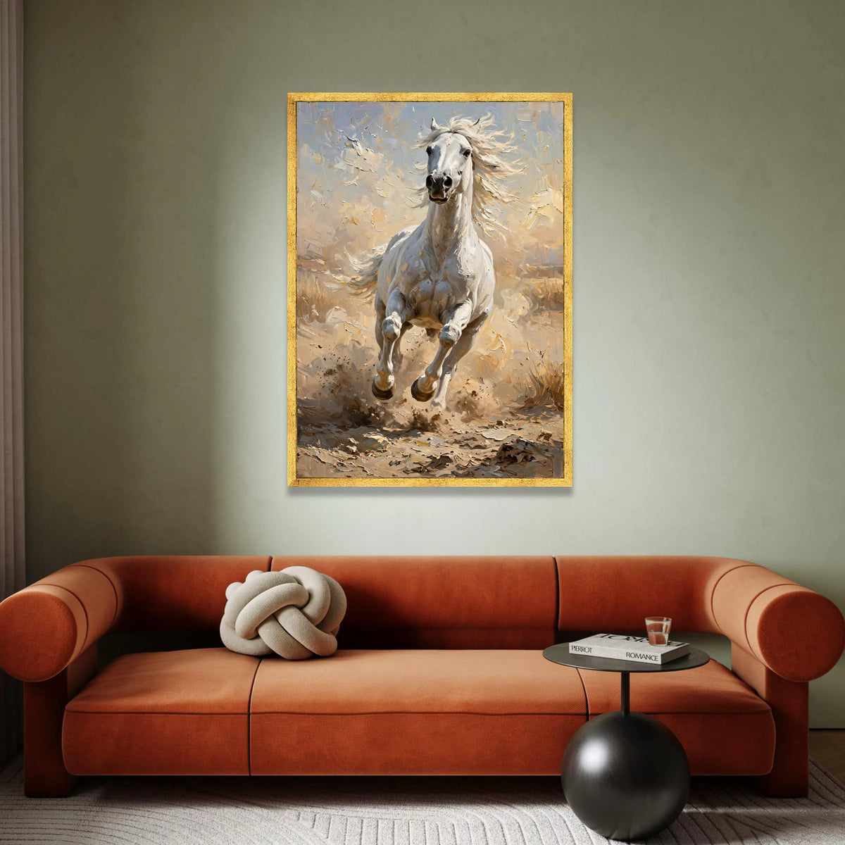 Majestic White Horse Running Canvas, Dynamic Animal Wall Art, Equestrian Home Decoration, Nature Canvas Print, Ready to Canvas Print Art