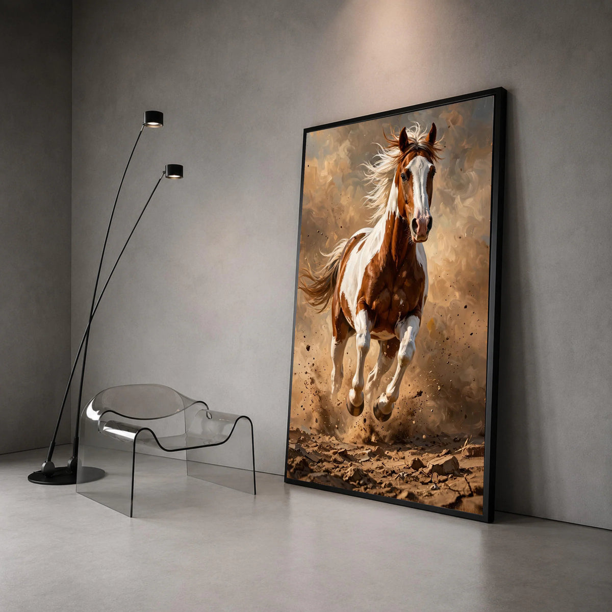 Running Paint Horse Canvas, Energetic Animal Wall Art, Wild Mustang Home Decor, Dynamic Equestrian Canvas, Ready to Hang Canvas Print Art
