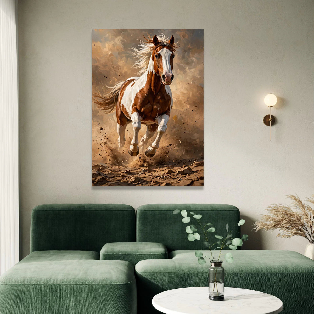 Running Paint Horse Canvas, Energetic Animal Wall Art, Wild Mustang Home Decor, Dynamic Equestrian Canvas, Ready to Hang Canvas Print Art