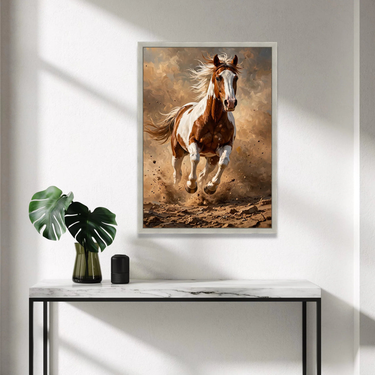 Running Paint Horse Canvas, Energetic Animal Wall Art, Wild Mustang Home Decor, Dynamic Equestrian Canvas, Ready to Hang Canvas Print Art