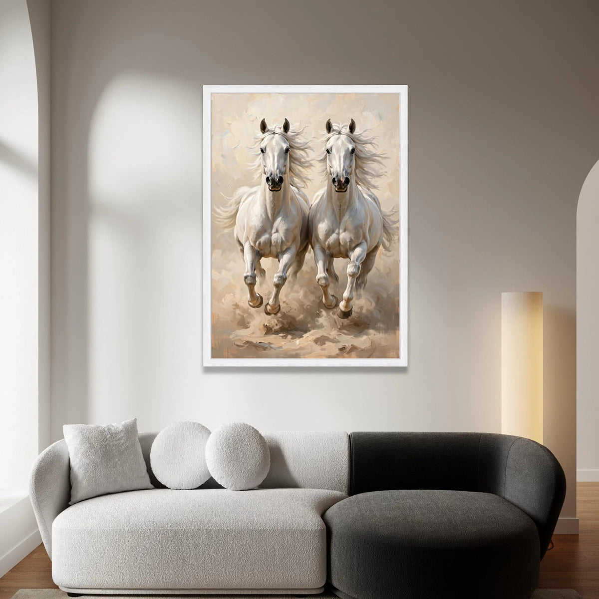 Majestic White Horses Running Canvas, Dynamic Animal Wall Art, Equestrian Home Decor, Nature Canvas, Ready to Hang Design Canvas Print Art