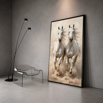 Majestic White Horses Running Canvas, Dynamic Animal Wall Art, Equestrian Home Decor, Nature Canvas, Ready to Hang Design Canvas Print Art
