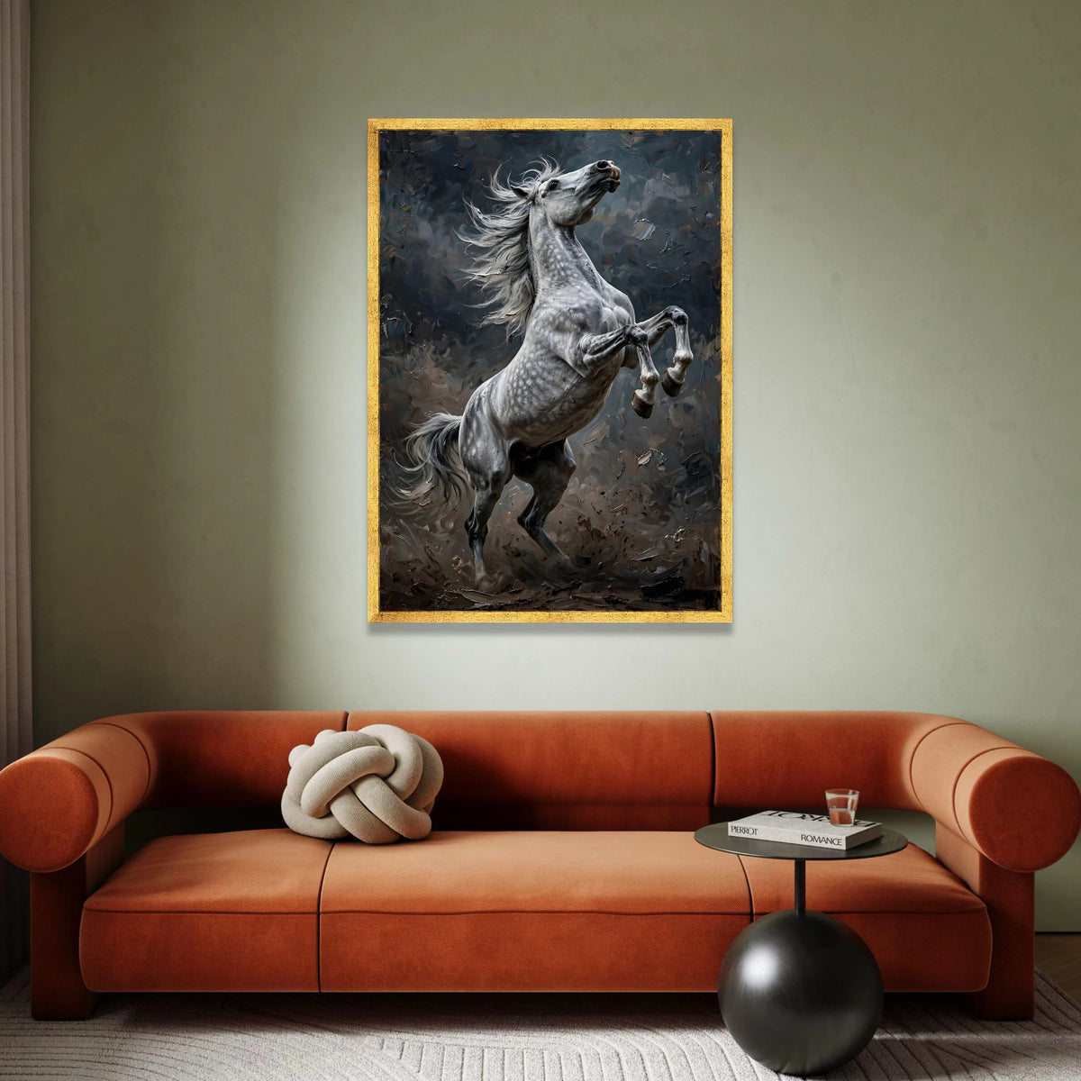 Majestic White Horse Rearing Canvas, Powerful Equine Wall Art, Dynamic Animal Print, Elegant Horse Home Decor, Ready to Canvas Print Art