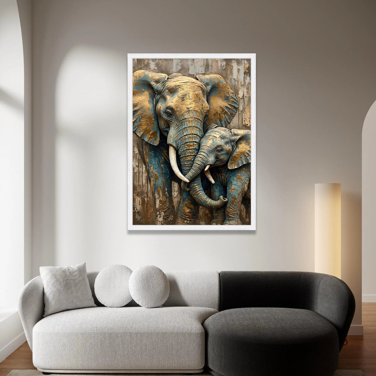 Elephant Family Portrait Canvas, Wildlife Wall Art, Rustic Animal Canvas, Elephant Nursery Decor, African Animal Canvas Canvas Print Art