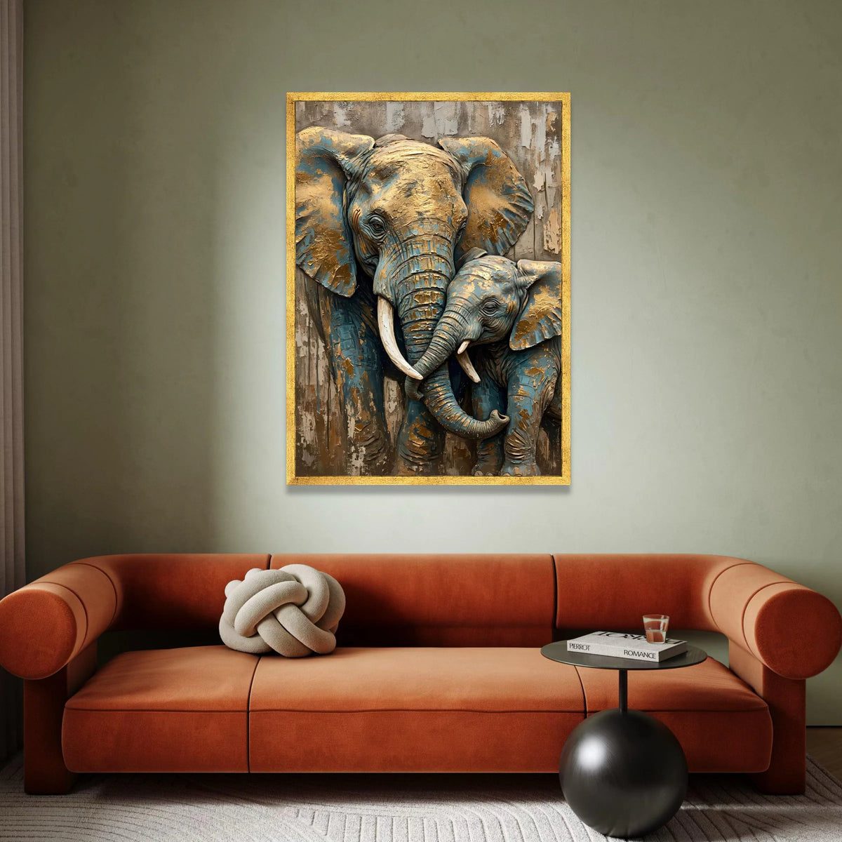 Elephant Family Portrait Canvas, Wildlife Wall Art, Rustic Animal Canvas, Elephant Nursery Decor, African Animal Canvas Canvas Print Art
