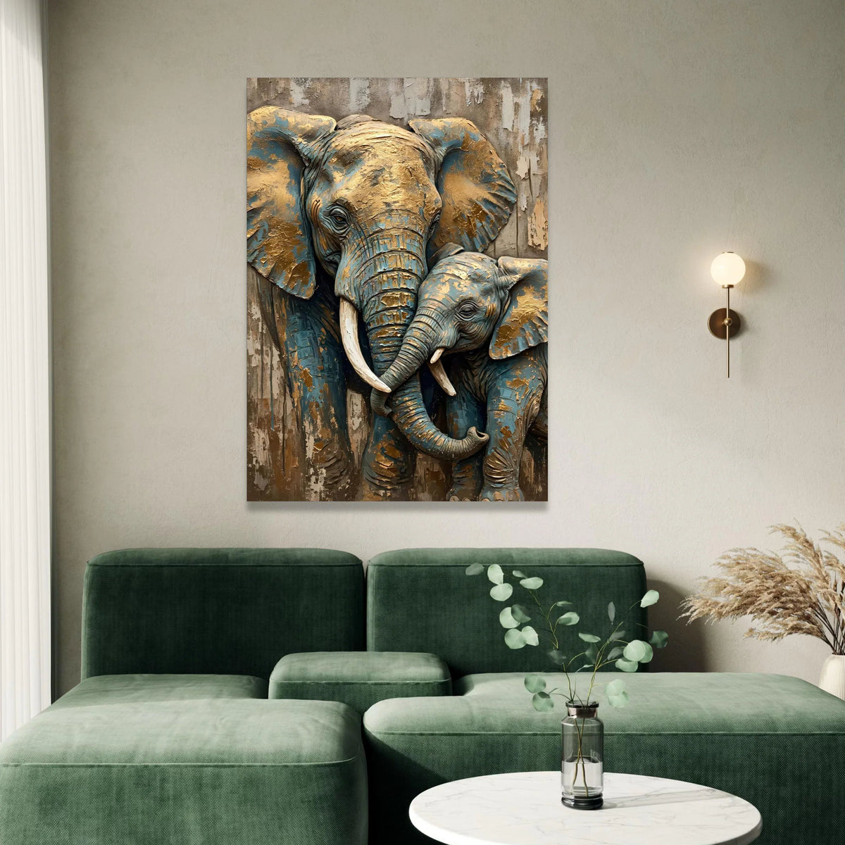 Elephant Family Portrait Canvas, Wildlife Wall Art, Rustic Animal Canvas, Elephant Nursery Decor, African Animal Canvas Canvas Print Art