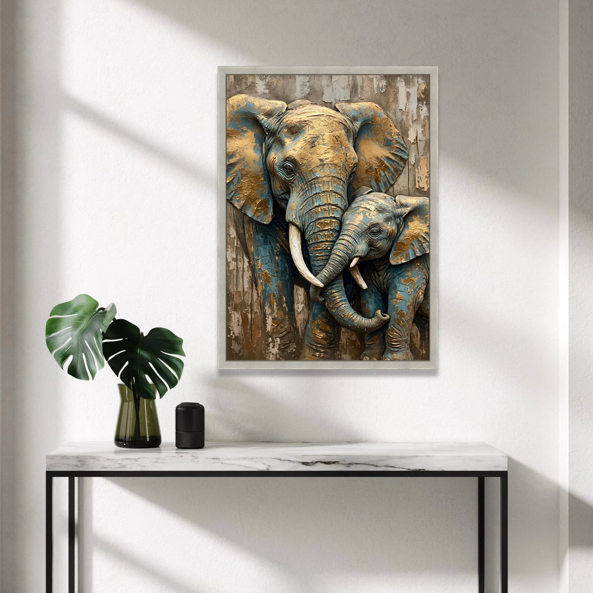 Elephant Family Portrait Canvas, Wildlife Wall Art, Rustic Animal Canvas, Elephant Nursery Decor, African Animal Canvas Canvas Print Art