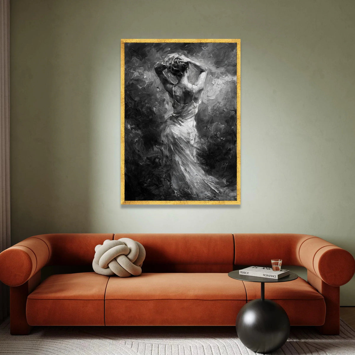 Elegant Woman Back Pose Canvas, Black and White Figurative Wall Art, Modern Female Silhouette Canvas, Bedroom Wall Canvas Print Art