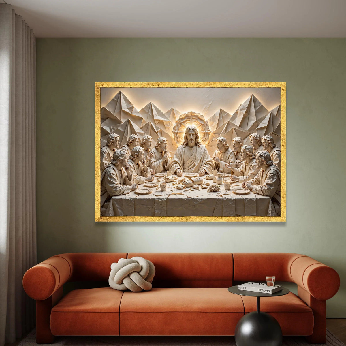 The Last Supper Paper Art Canvas, Religious Wall Decor, Christian Home Decoration, Spiritual Table Scene Canvas, Canvas Print Art