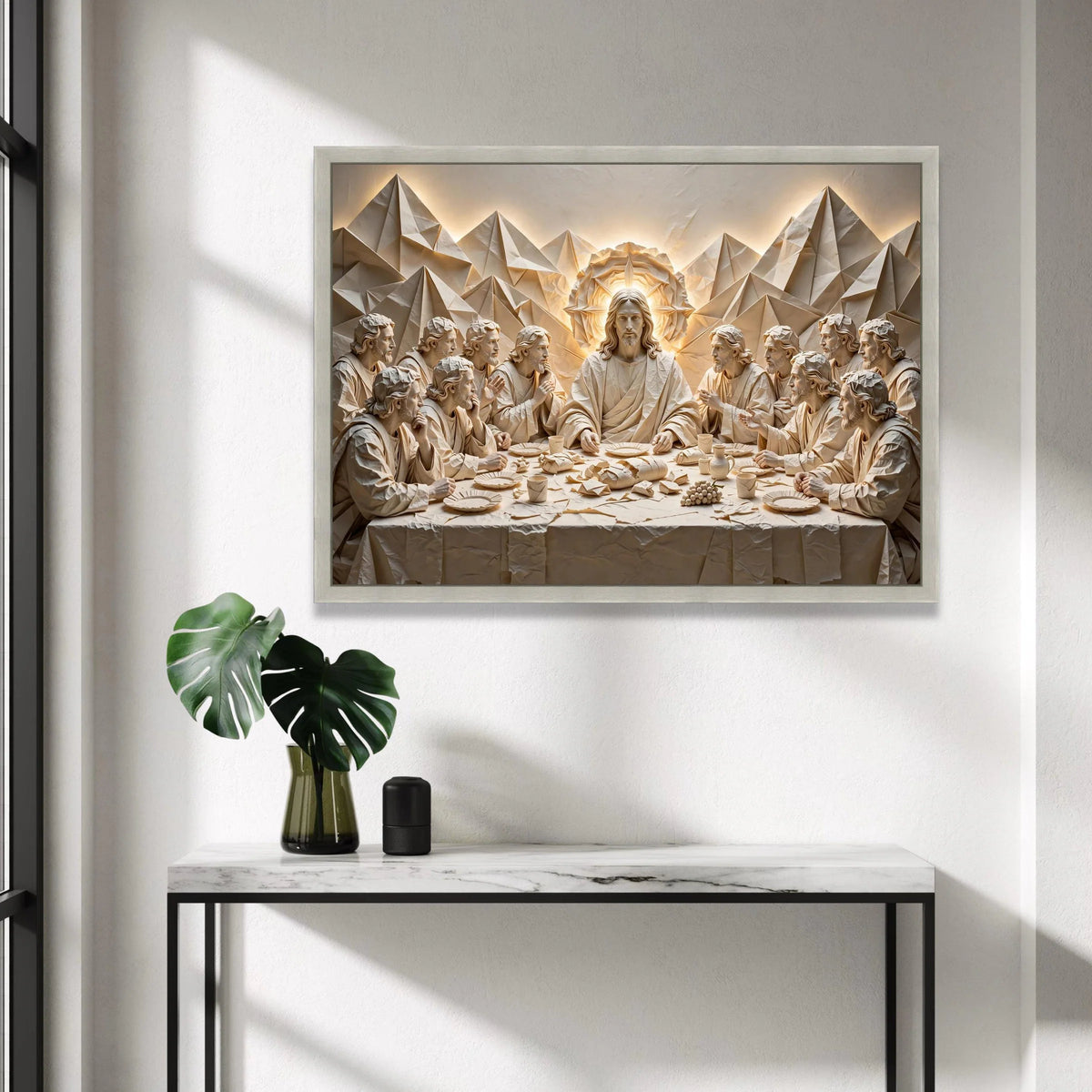 The Last Supper Paper Art Canvas, Religious Wall Decor, Christian Home Decoration, Spiritual Table Scene Canvas, Canvas Print Art