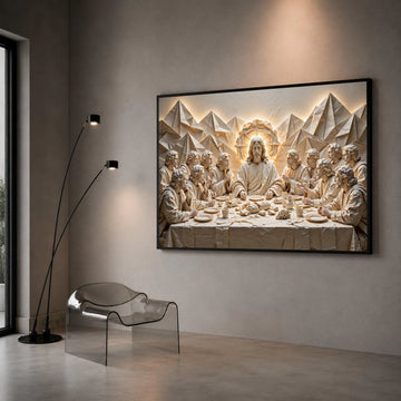 The Last Supper Paper Art Canvas, Religious Wall Decor, Christian Home Decoration, Spiritual Table Scene Canvas, Canvas Print Art