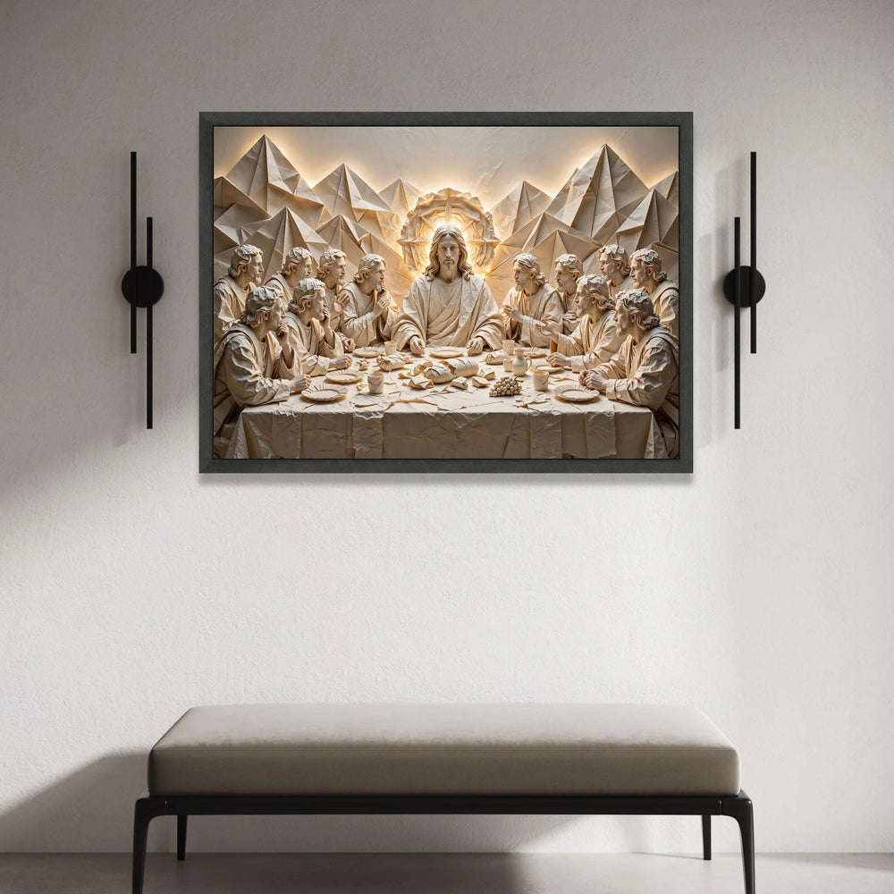 The Last Supper Paper Art Canvas, Religious Wall Decor, Christian Home Decoration, Spiritual Table Scene Canvas, Canvas Print Art