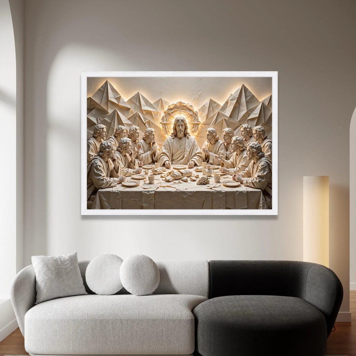 The Last Supper Paper Art Canvas, Religious Wall Decor, Christian Home Decoration, Spiritual Table Scene Canvas, Canvas Print Art