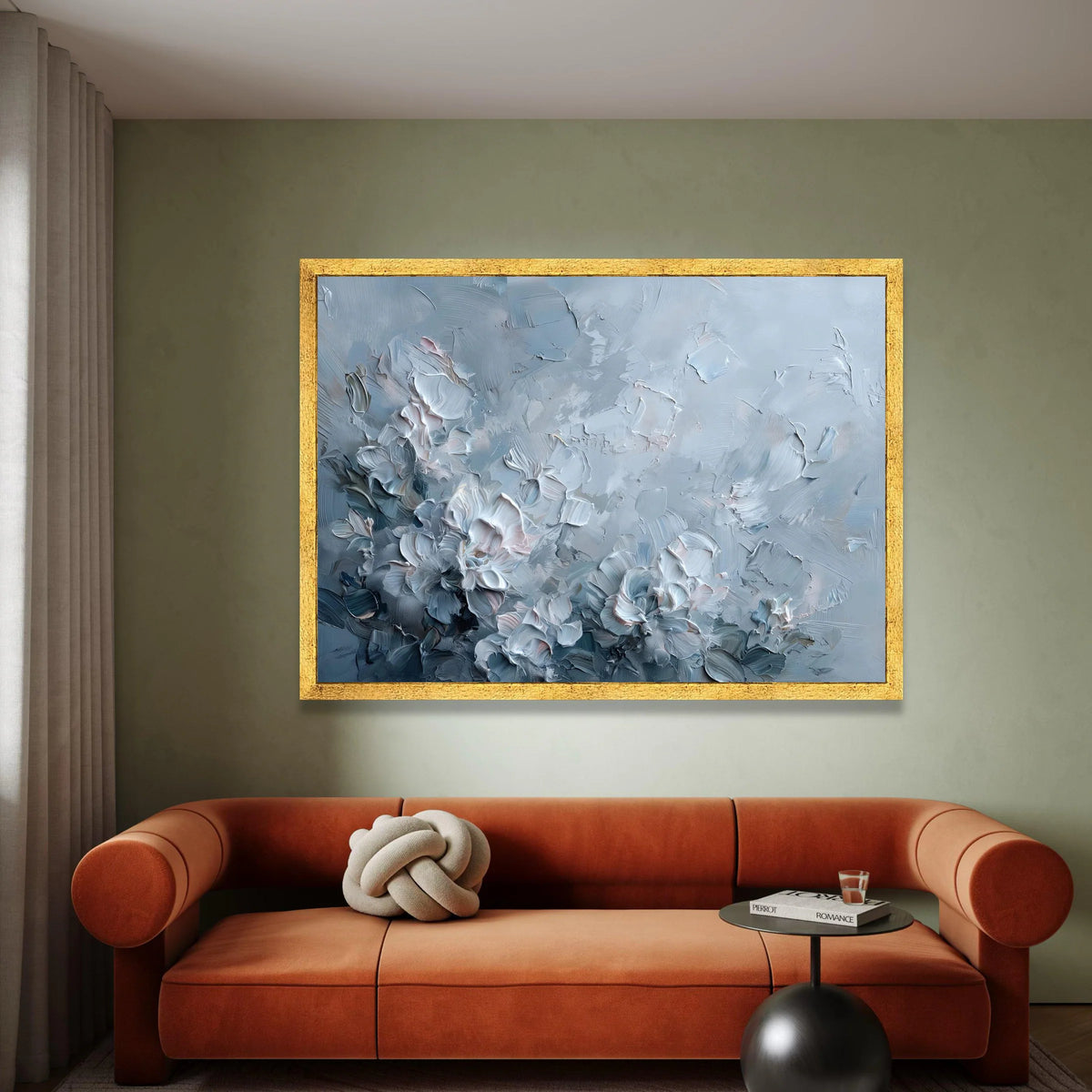 Soft Blue Floral Canvas Wall Art, Elegant Abstract Flowers, Modern Home Decoration, Pastel Flower Painting, Ready to Hang Canvas Print Art