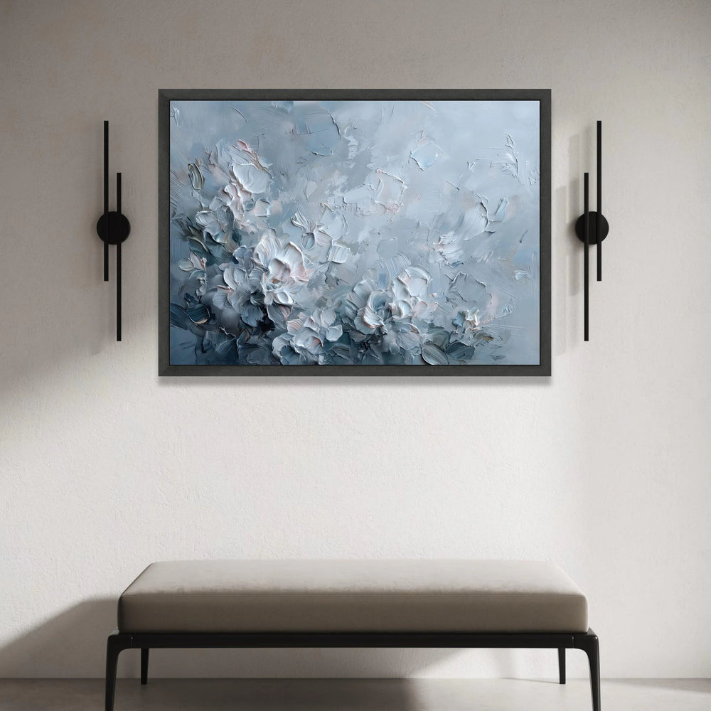 Soft Blue Floral Canvas Wall Art, Elegant Abstract Flowers, Modern Home Decoration, Pastel Flower Painting, Ready to Hang Canvas Print Art