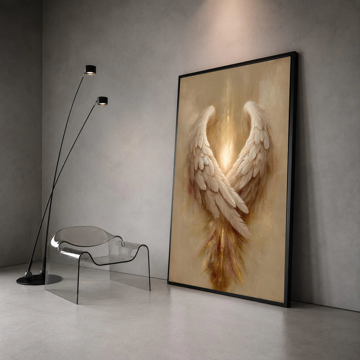 Radiant Angel Wings Canvas, Spiritual Wall Art, Warm Light Feather Decoration, Inspirational Home Canvas, Elegant Wing Canvas Print Art