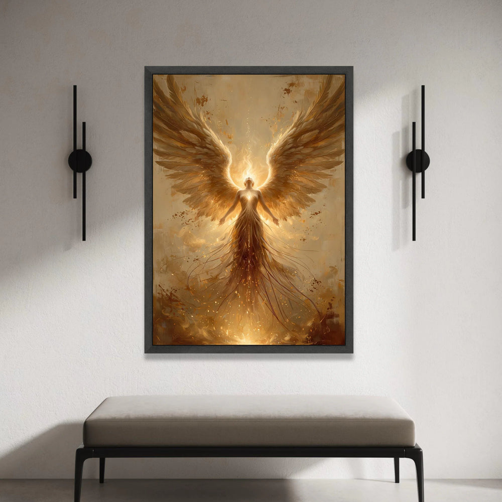 Radiant Angel Wings Canvas, Spiritual Light Wall Art, Glowing Figure Canvas, Inspirational Home Decor, Ethereal Artwork Canvas Print Art