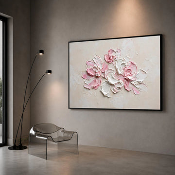 Soft Pink and White Floral Canvas, Elegant Flower Bouquet Wall Art, Romantic Home Decoration, Pastel Floral Canvas Print, Canvas Print Art