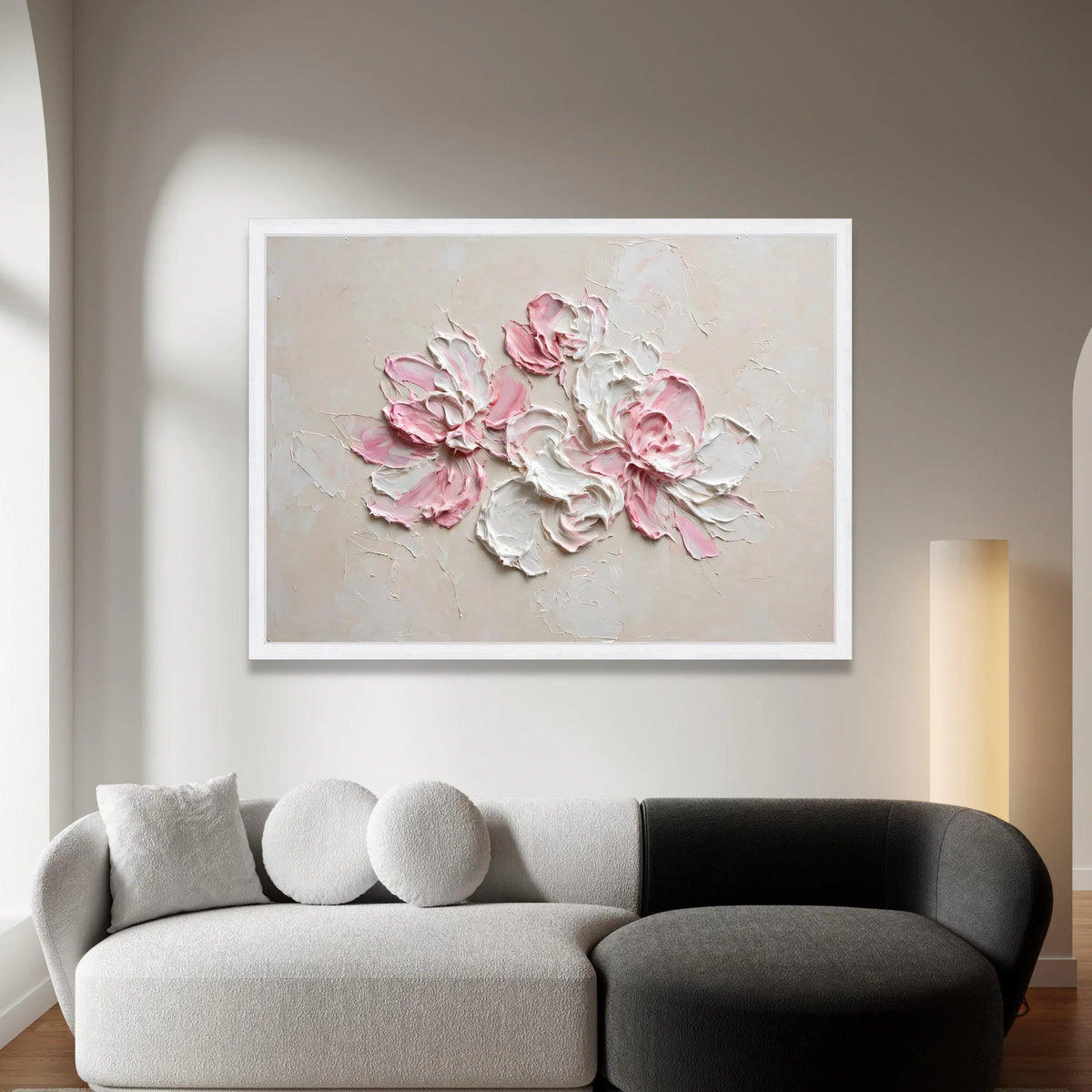 Soft Pink and White Floral Canvas, Elegant Flower Bouquet Wall Art, Romantic Home Decoration, Pastel Floral Canvas Print, Canvas Print Art