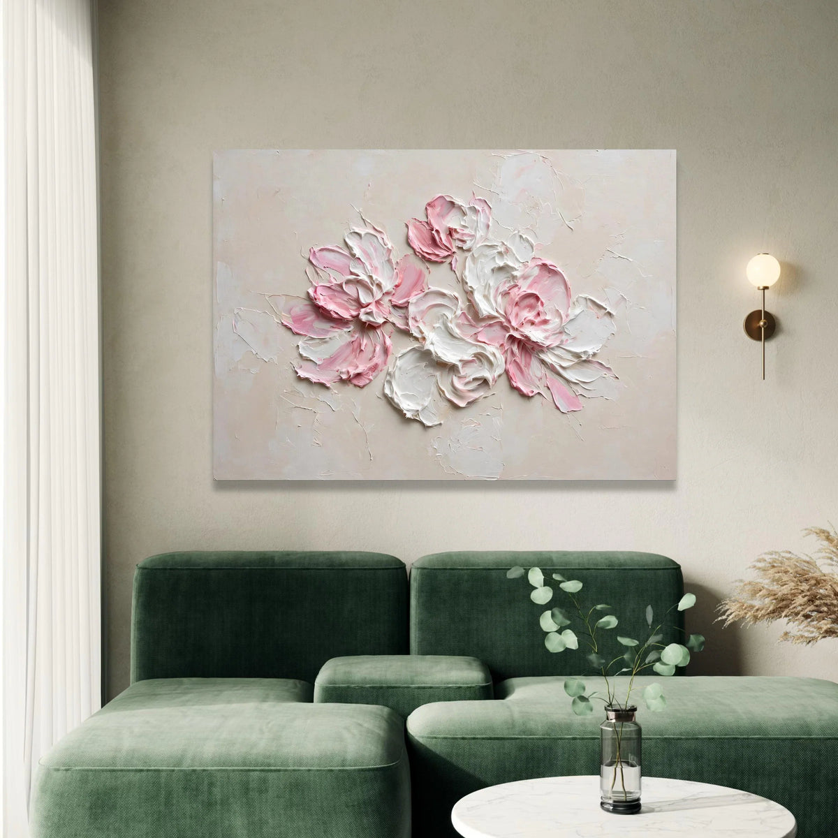 Soft Pink and White Floral Canvas, Elegant Flower Bouquet Wall Art, Romantic Home Decoration, Pastel Floral Canvas Print, Canvas Print Art