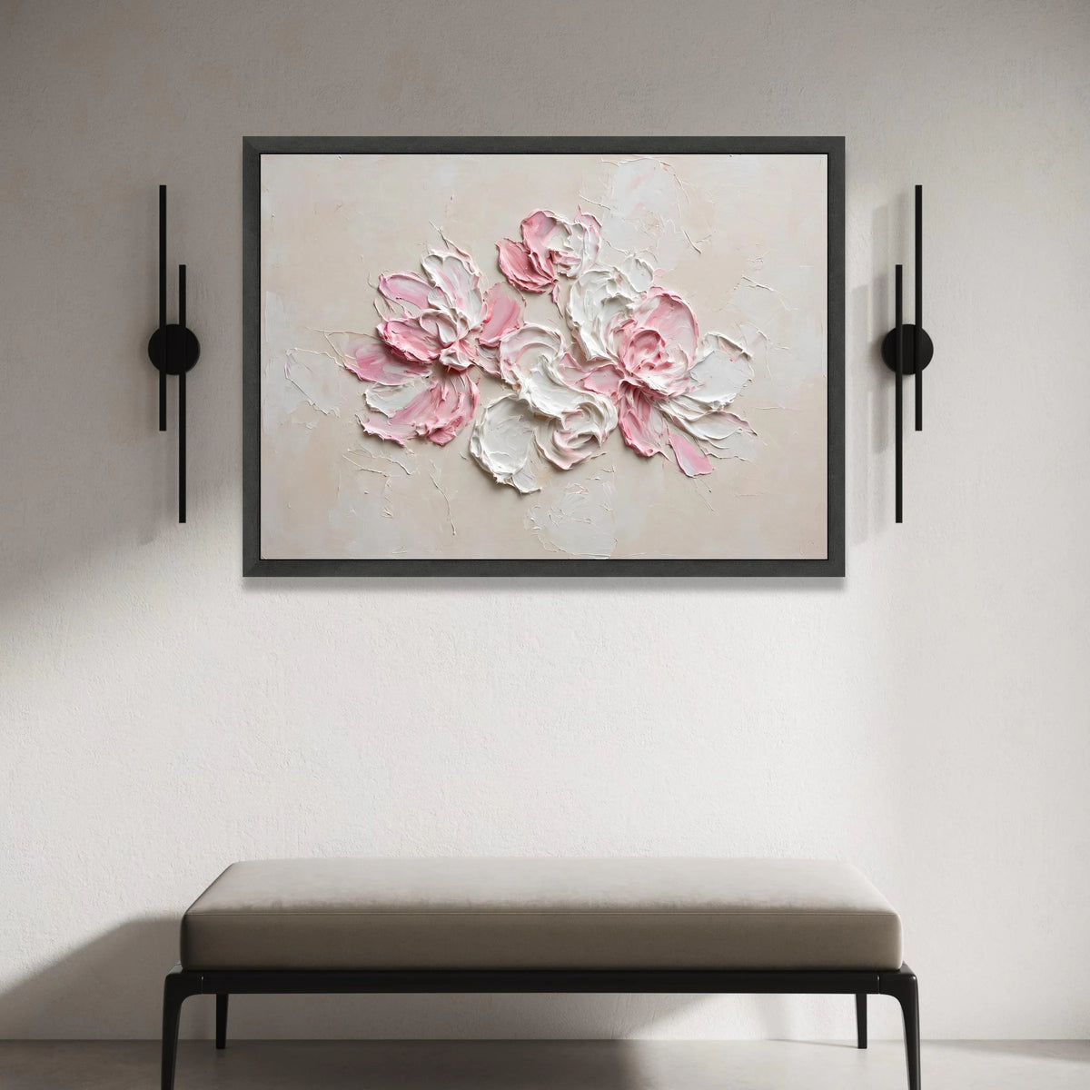 Soft Pink and White Floral Canvas, Elegant Flower Bouquet Wall Art, Romantic Home Decoration, Pastel Floral Canvas Print, Canvas Print Art