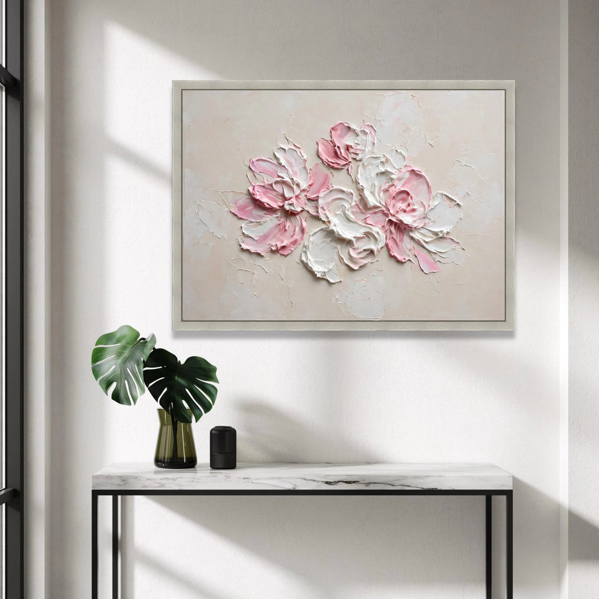 Soft Pink and White Floral Canvas, Elegant Flower Bouquet Wall Art, Romantic Home Decoration, Pastel Floral Canvas Print, Canvas Print Art