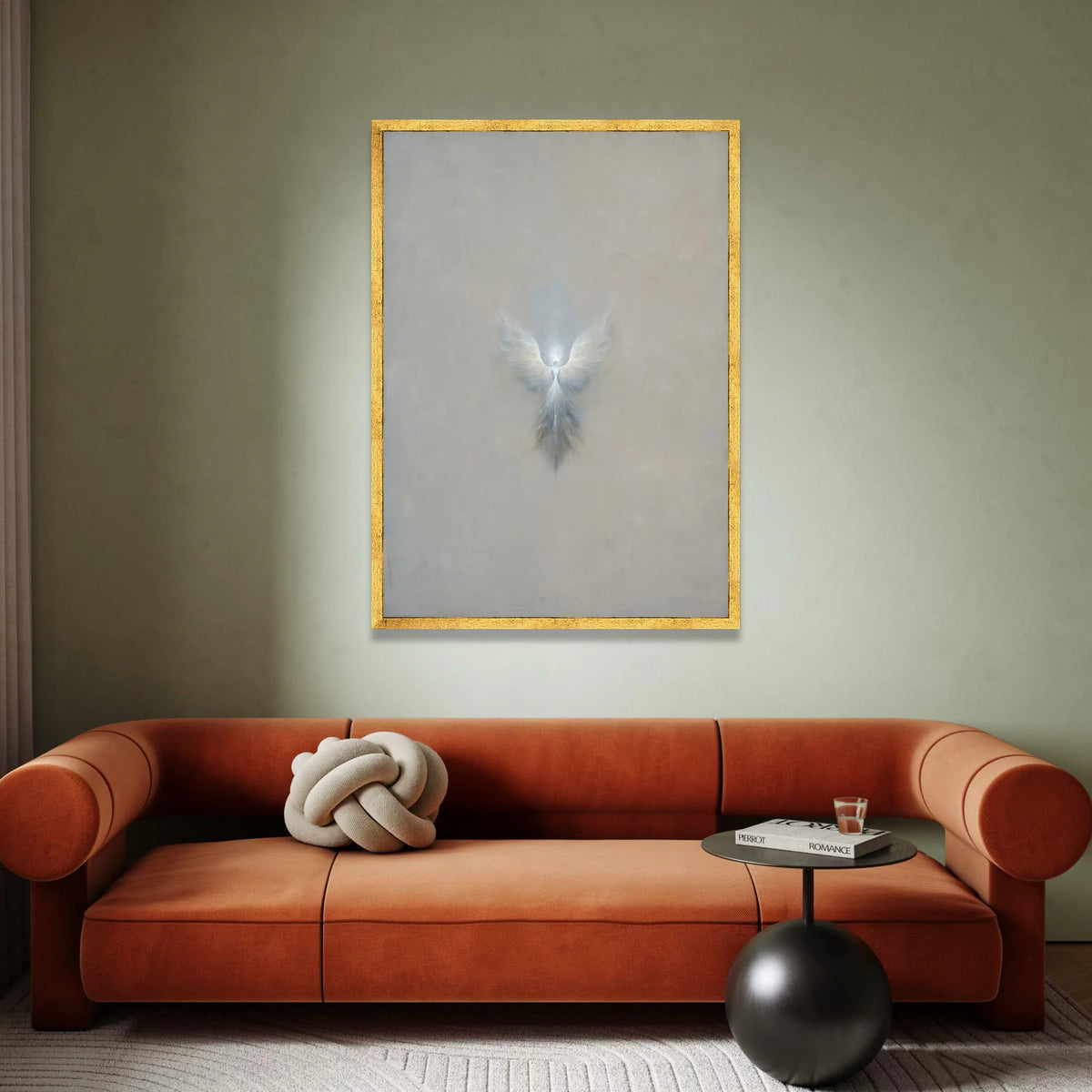 Ethereal Angel Wings Canvas, Minimalist Spiritual Wall Art, Soft Grey Abstract Canvas, Divine Light Home Decoration Canvas Print Art