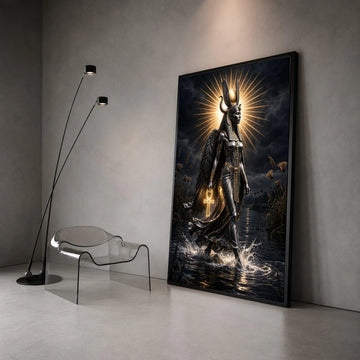 Egyptian Goddess Canvas Wall Art, Ancient Mythology Decor, Winged Deity Canvas, Spiritual Home Decoration, Ankh Symbol Canvas Print Art