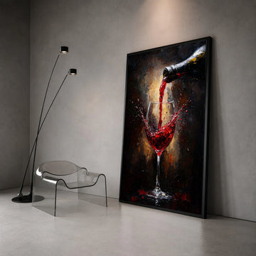 Red Wine Pouring Canvas, Wine Glass Splash Art, Elegant Bar Wall Decor, Beverage Drink Canvas, Modern Kitchen Wall Art Canvas Print Art