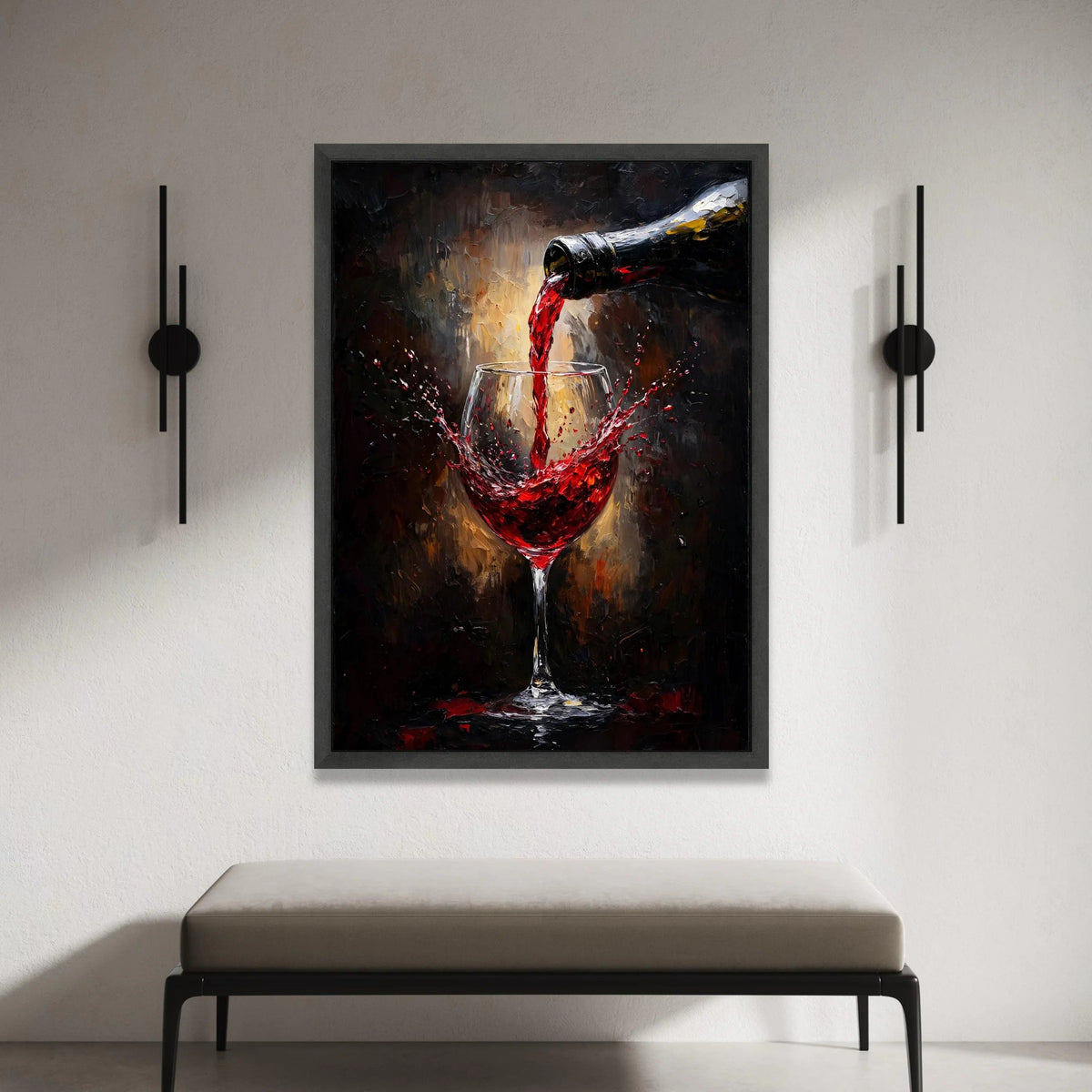 Red Wine Pouring Canvas, Wine Glass Splash Art, Elegant Bar Wall Decor, Beverage Drink Canvas, Modern Kitchen Wall Art Canvas Print Art