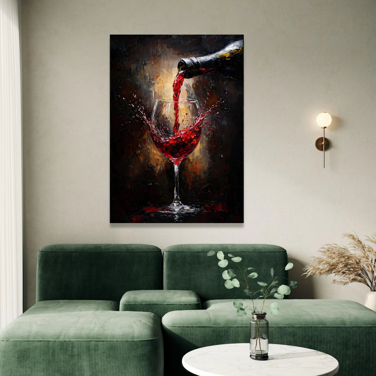 Red Wine Pouring Canvas, Wine Glass Splash Art, Elegant Bar Wall Decor, Beverage Drink Canvas, Modern Kitchen Wall Art Canvas Print Art
