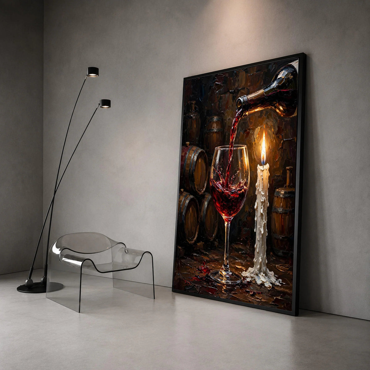 Rustic Wine Pouring Scene Canvas, Candlelit Wine Glass Art, Barrel Cellar Wall Art, Warm Home Decor Canvas, Vintage Wine Canvas Print Art