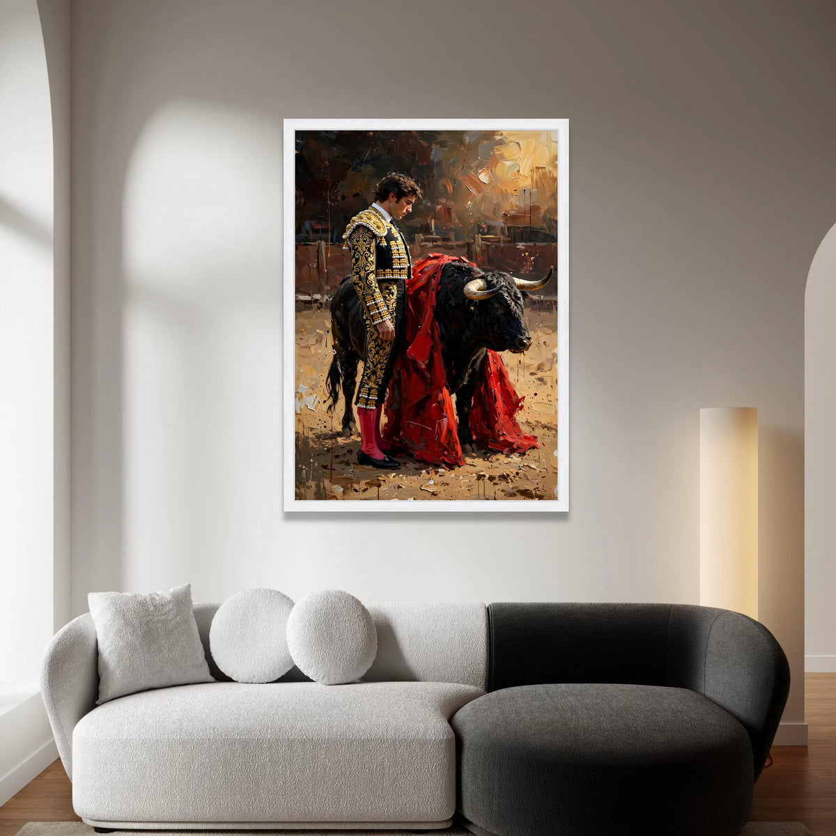Matador and Bull Canvas Wall Art, Spanish Culture Decor, Traditional Bullfighting Scene, Vibrant Canvas Painting, Home Wall Canvas Print Art