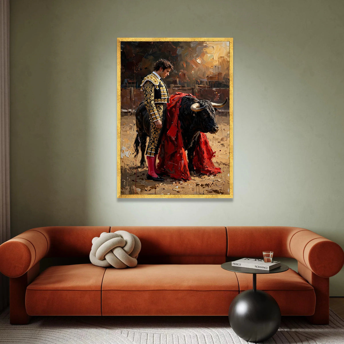 Matador and Bull Canvas Wall Art, Spanish Culture Decor, Traditional Bullfighting Scene, Vibrant Canvas Painting, Home Wall Canvas Print Art