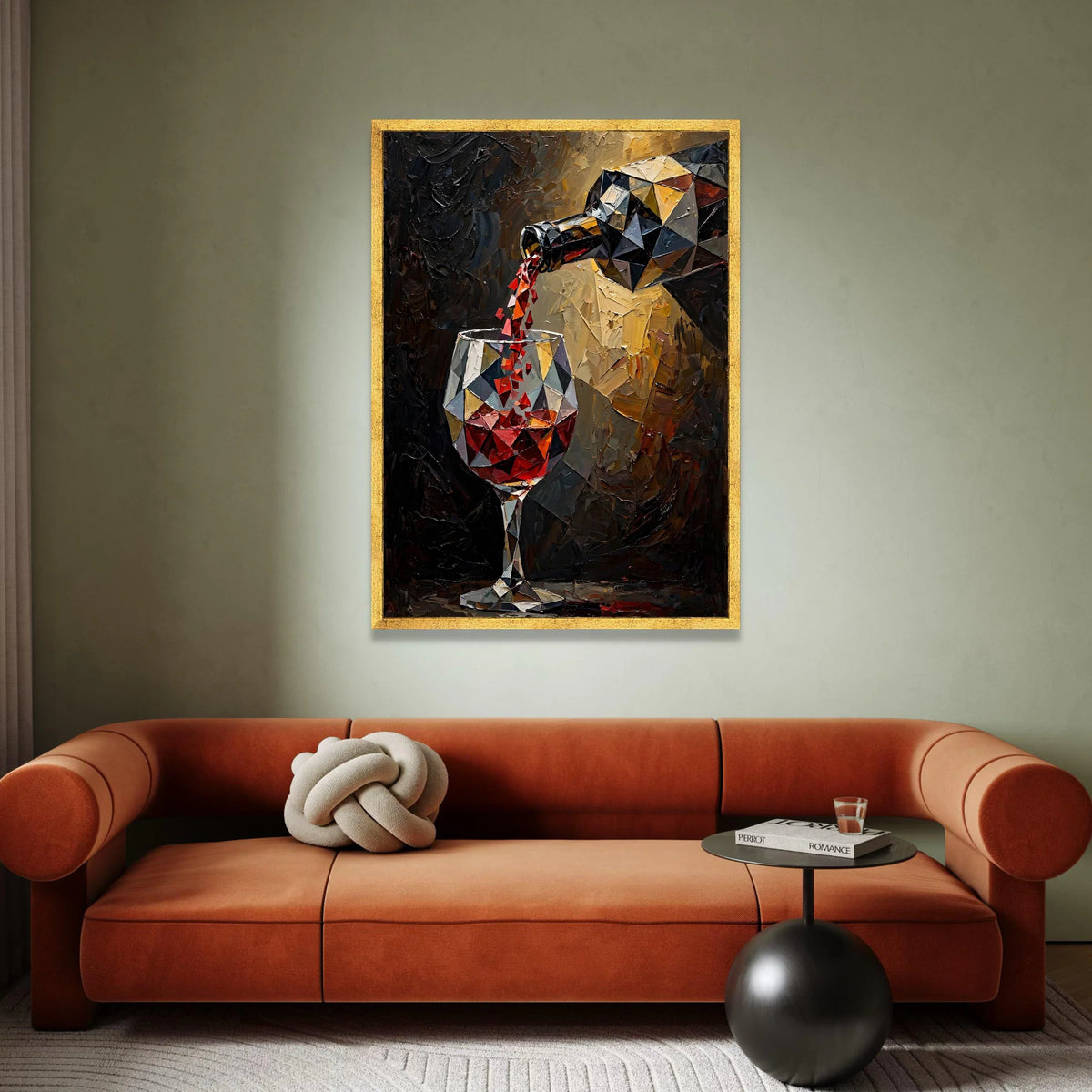 Geometric Red Wine Pouring Canvas, Modern Wine Glass Art, Abstract Bar Wall Decor, Kitchen and Dining Room Canvas, Ready to Canvas Print Art