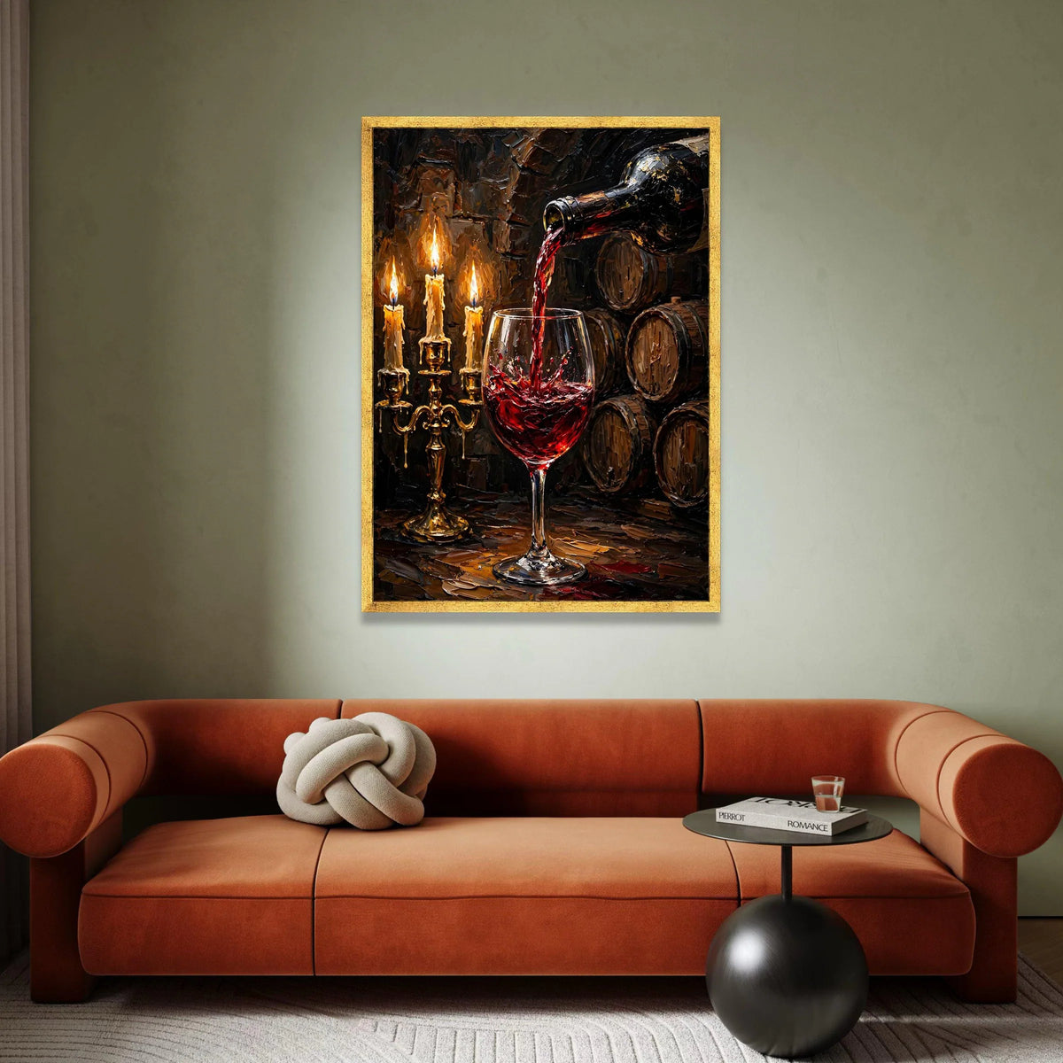 Red Wine Pouring Canvas, Candlelight Ambiance Wall Art, Wine Cellar Decor, Rustic Vineyard Scene, Bar and Dining Room Canvas Print Art