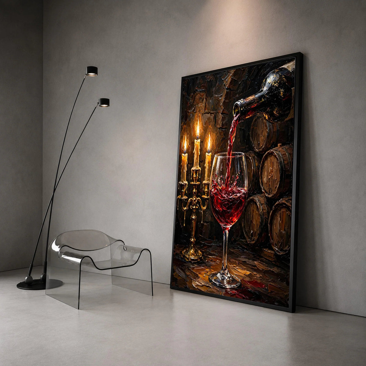 Red Wine Pouring Canvas, Candlelight Ambiance Wall Art, Wine Cellar Decor, Rustic Vineyard Scene, Bar and Dining Room Canvas Print Art